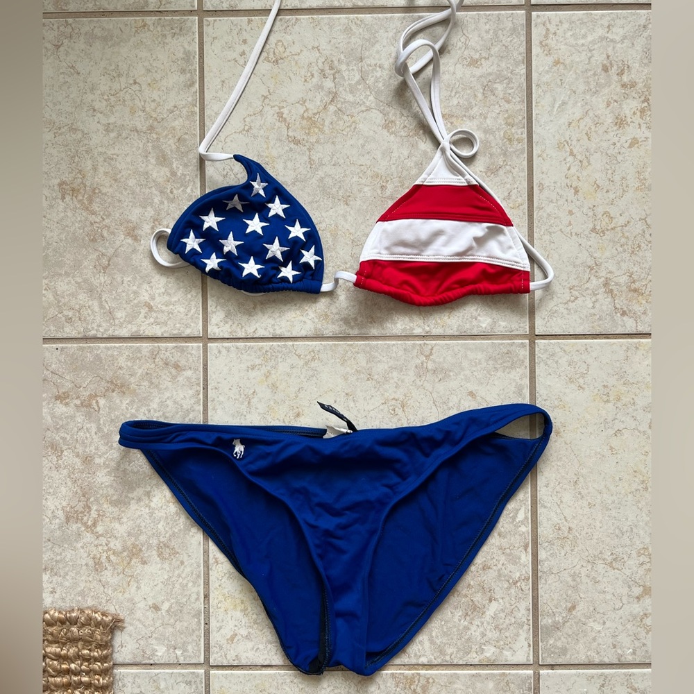 ralf lauren american flag bikini set